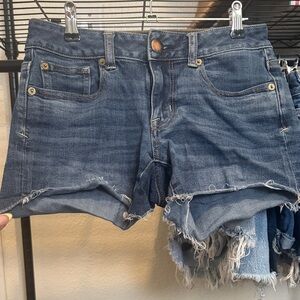 American Eagle Outfitters Dark Blue Distressed Denim Cutoff Shorts